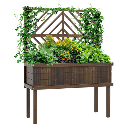 Outsunny Raised Garden Bed with Trellis & Drainage for Climbing Plants