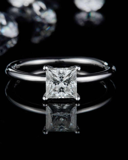 Elegant 1 Carat Platinum-Plated Lab-Diamond Sterling Silver Ring