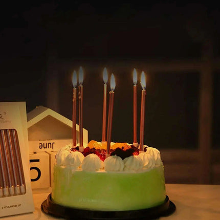 Metallic Birthday Candle Set - 6pcs Chrome Gold & Silver Cake Decorations for Weddings and Baby Showers