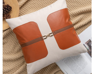 Creative Leather Stitching Sofa Cushion Cover