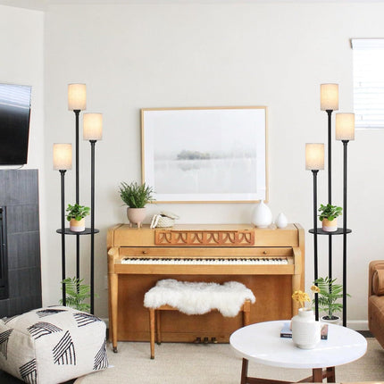 Room and Decor Modern 3-Light Floor Lamp with Shelves & Foot Switch