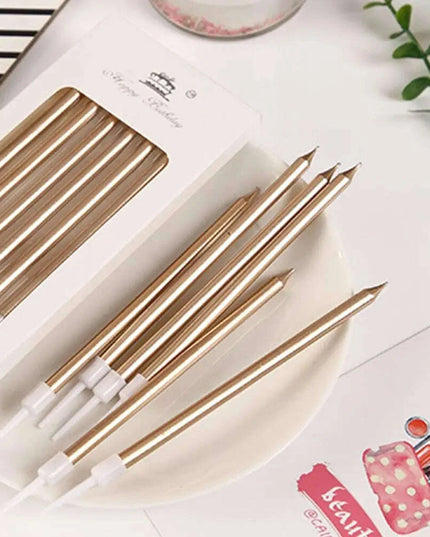 Metallic Birthday Candle Set - 6pcs Chrome Gold & Silver Cake Decorations for Weddings and Baby Showers
