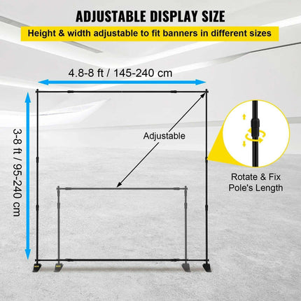 8ft Adjustable Photography Backdrop Stand with Carrying Case for Events - Très Elite