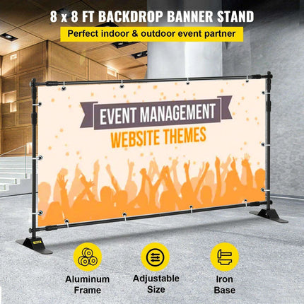 8ft Adjustable Photography Backdrop Stand with Carrying Case for Events - Très Elite