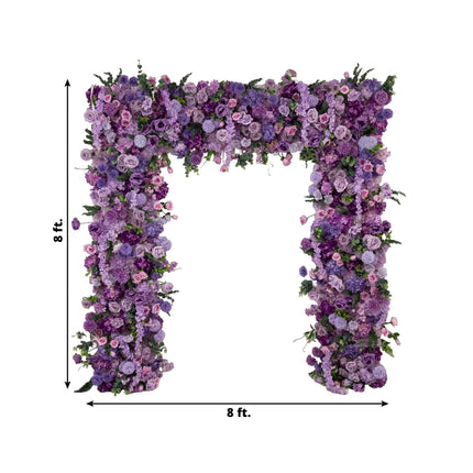 AliKopy 8ftx8ft Lavender Flower Backdrop - Silk Roses & Hydrangeas