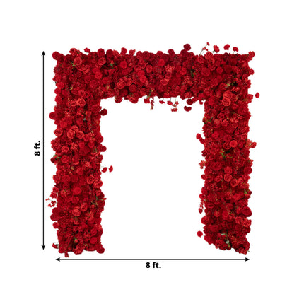 AliKopy 8ftx8ft Roll Up Flower Backdrop - Red Silk Roses & Hydrangeas