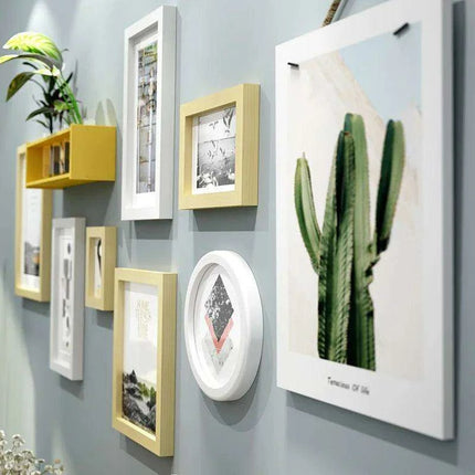 9-Piece Premium Wooden Gallery Set with Vase Shelf - Contemporary Wall Art Kit- Très Elite- Très Elite