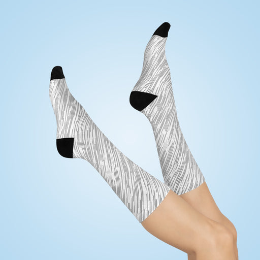 Black and White Stylish Unisex Cushioned Crew Socks - Premium Quality