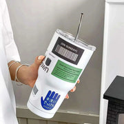 900ML Double-Wall Insulated Steel Travel Mug with Straw and Lid - Perfect for Adventurers and Daily Hydration - Très Elite