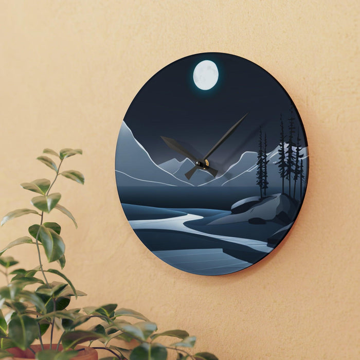 Mountain Landscape Acrylic Wall Clocks - Stylish Designs in Round and Square Shapes, Assorted Sizes