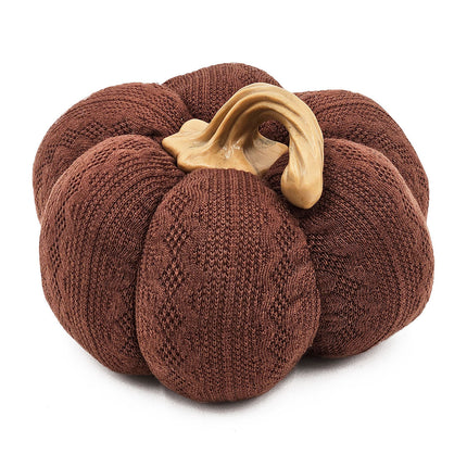 Room & Decor Set of 2 Dark Brown Polyester Pumpkin Ornaments - Fall De