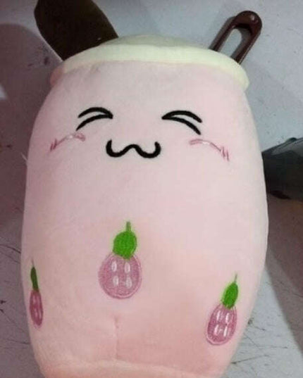 Cute Fruit Drink Plush Stuffed Soft Strawberry Milk Tea Plush Boba Tea Cup Toy Bubble Tea Pillow Cushion Kids Gift
