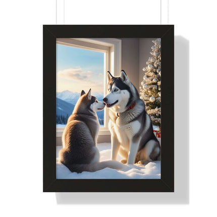 Sustainable Holiday Husky Vertical Wall Art Print