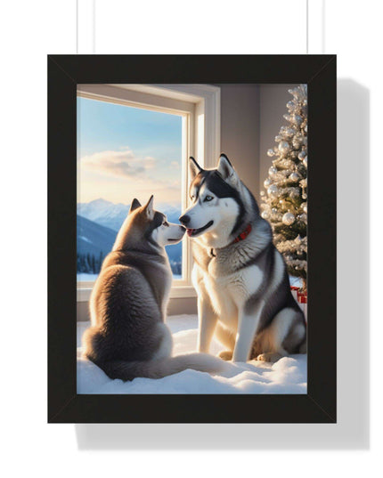 Sustainable Holiday Husky Vertical Wall Art Print