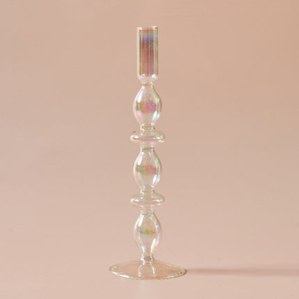 Geometric Borosilicate Glass Candlestick Vase For Home Office Desk Decor