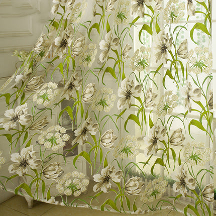 White Burnt-Out Yarn Sheer Curtain | Striped Translucent, 3 Sizes