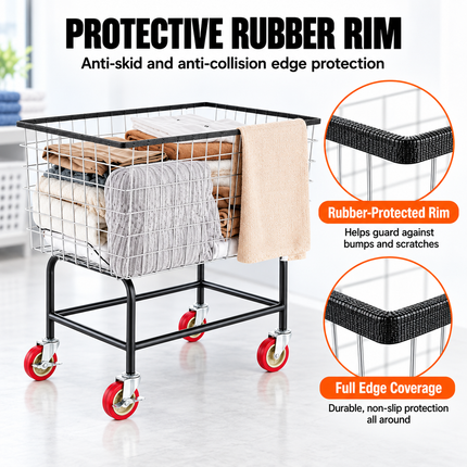 TideRise Wire Laundry Cart with Wheels, 3.8 Bushel Capacity, 32.5 Laundry Carts wire-laundry-cart-3-8bushel-wire-laundry-basket-with-wheels-32-5x21-3x29-9-commercial-laundry-basket