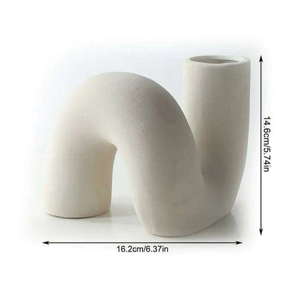 Sleek White Twisted Tube Ceramic Vase for Contemporary Decor