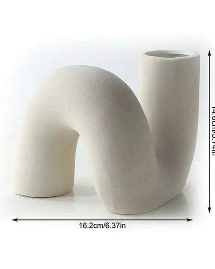 Sleek White Twisted Tube Ceramic Vase for Contemporary Decor