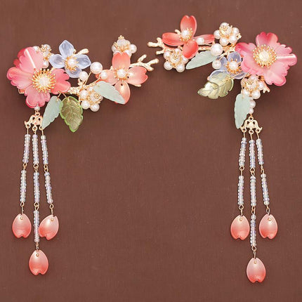 Peekaboo Studio Women's Flower Tassel Hairpin Set - Elegant Accessorie