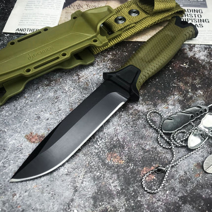Survival Infantry Straight Knife — Outdoor Tactical Knife with Sheath and Magnesium Rod