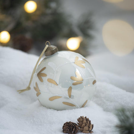 Room & Decor Set of 6 White Glass Christmas Ball Ornaments - 3.9" Diam