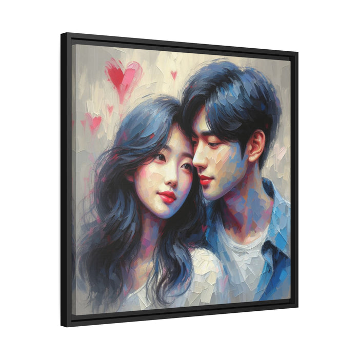Elegant Valentine Matte Canvas Print Set in Sleek Black Pinewood Frame