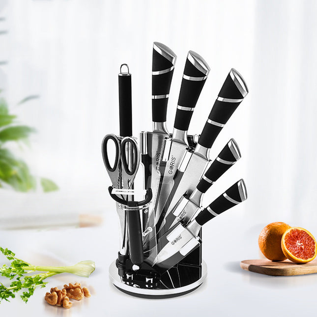 Kitchen Knife Set With Acrylic Knife Holder Chef Knife Meat Cleaver