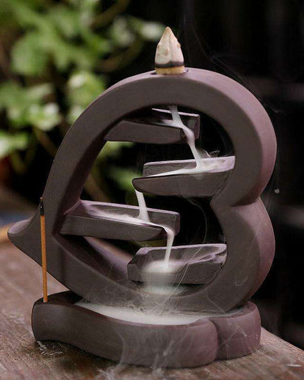 Serene Heart-Shaped Backflow Incense Burner in Elegant Purple Sand