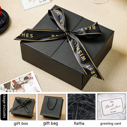 Peekaboo Studio Black Ribbon Double Door Gift Box - Elegant Design, Pr