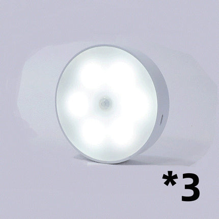 USB Rechargeable Motion Sensor Round LED Puck Light for Kitchen Cabinets