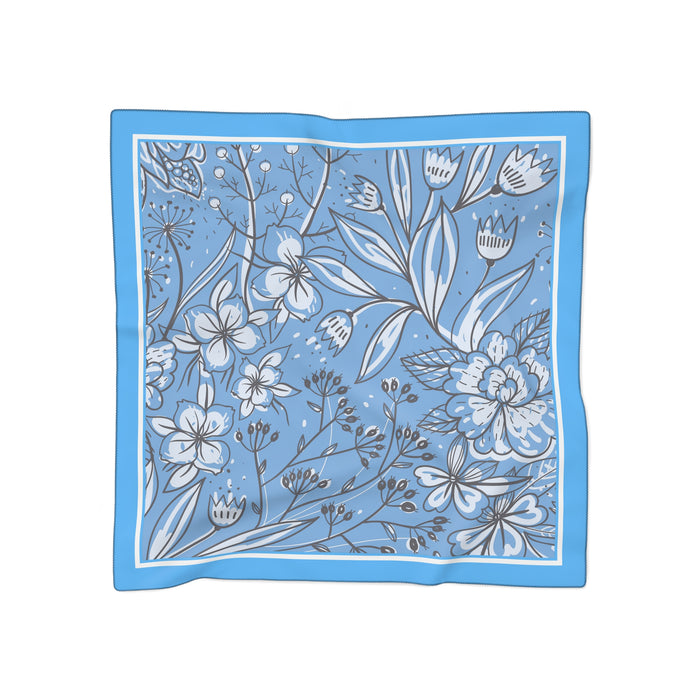 Blue Floral Sheer Scarf - Exquisite Handmade Elegance from the USA