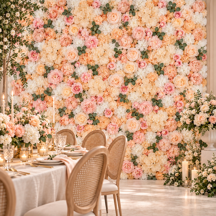 Elegant Floral Wall Art Handmade with Cotton, Silk, and Artificial Blooms - Très Elite