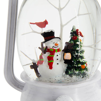 Room and Decor LED Snowman & Tree Water Lantern with Timer, White