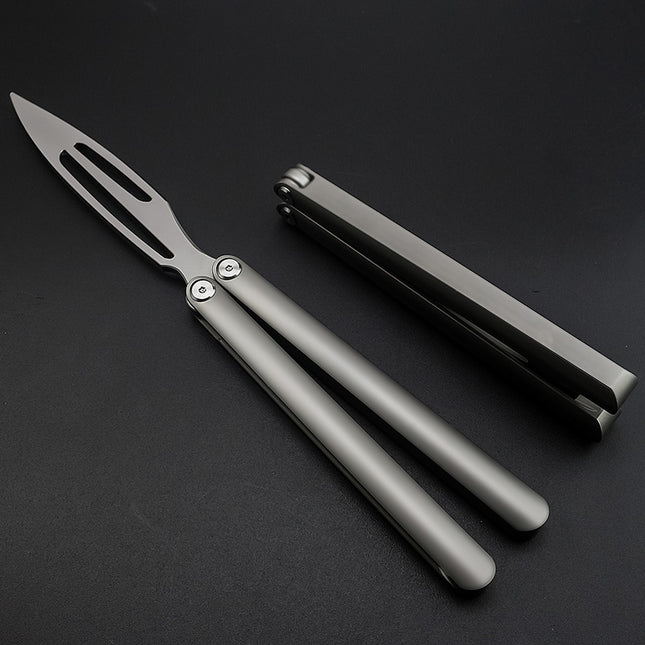 Titanium Alloy Butterfly Knife Folding Unopened Fancy Hand Knife
