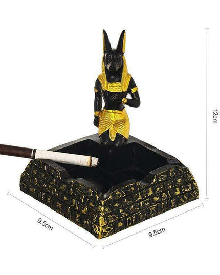 Resin Ashtray with Anubis, Cat, and Pharaoh Motifs - Ancient Egyptian Design