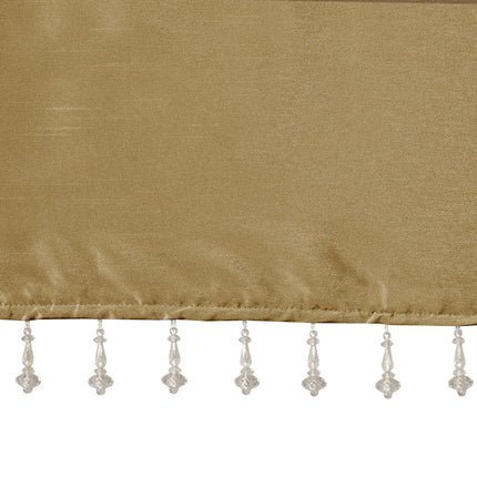 Room and Decor Lightweight Faux Silk Valance with Beads, 50x26" Bronze