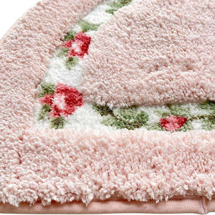 Chic Pink Rose Oval Rug Set - 2 Elegant Mats for Stylish Home Decor