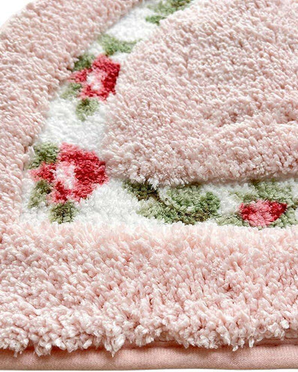 Chic Pink Rose Oval Rug Set - 2 Elegant Mats for Stylish Home Decor