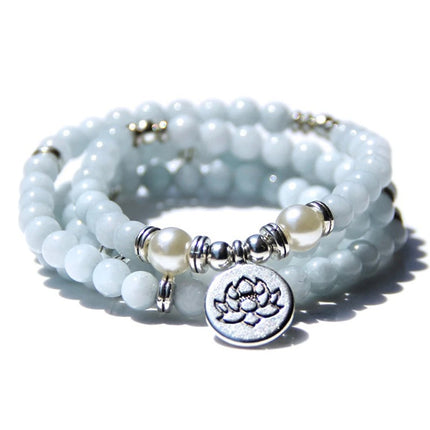 Peekaboo Studio Tiger Eye Bracelet Necklace - 108 Buddha Beads, Lotus
