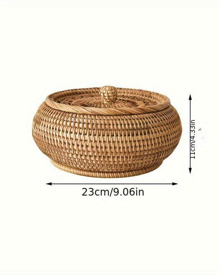 Chic Handcrafted Rattan Storage Basket with Lid