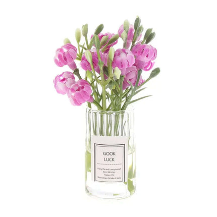 Hanging Mini Glass Vase Wind Chimes with Mini Flower Decor for Home and Dollhouse