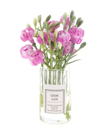 Hanging Mini Glass Vase Wind Chimes with Mini Flower Decor for Home and Dollhouse