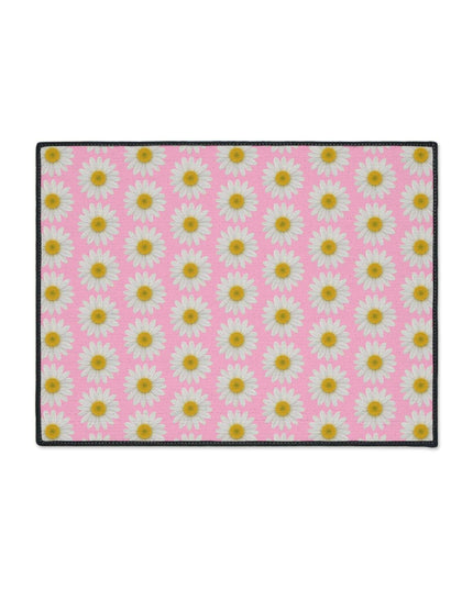 Chic Pink Daisy Non-Slip Welcome Mat - Maison d'Elite Luxe Series