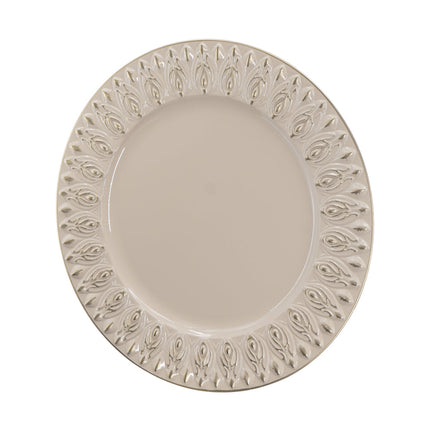 Room and Decor 8 Pack 14" Cream Plastic Charger Plates - Durable & Ele
