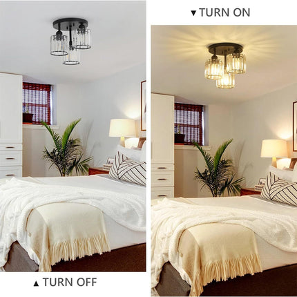 Room & Decor Black Crystal Semi Flush Mount Ceiling Light, 3 Lights