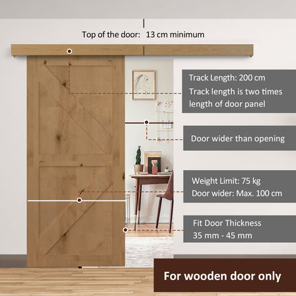 Peekaboo Studio 6.5FT Sliding Barn Door Track Kit - Durable Aluminium