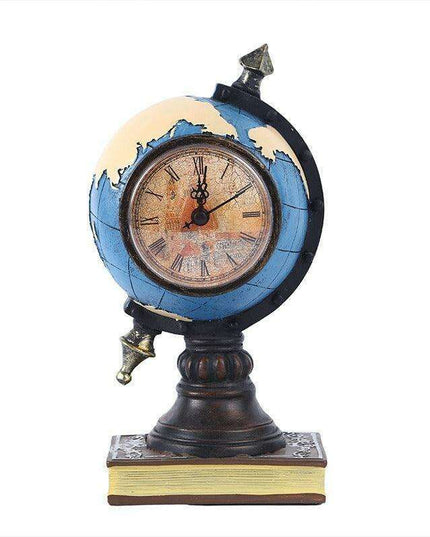 Exquisite Resin Ornaments Set - Classic Book Clock Globe Decoration Pack