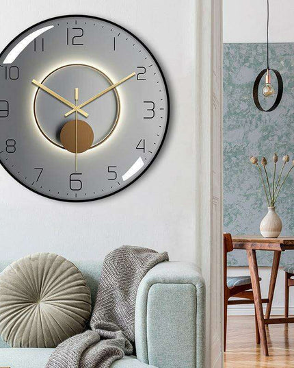 Sophisticated 12-Inch Silent Wall Clock with Curved Glass and Wooden Backing for Timeless Elegance