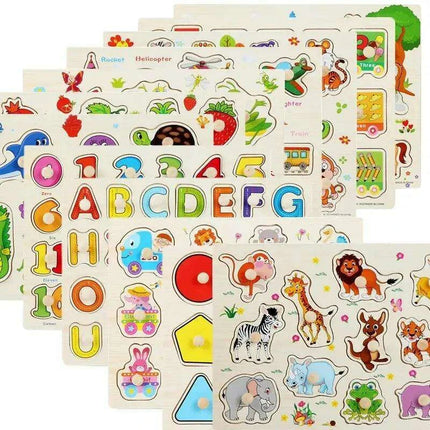 Interactive Montessori Wooden Puzzle Set - Fun Learning Toy for Early Childhood Development
